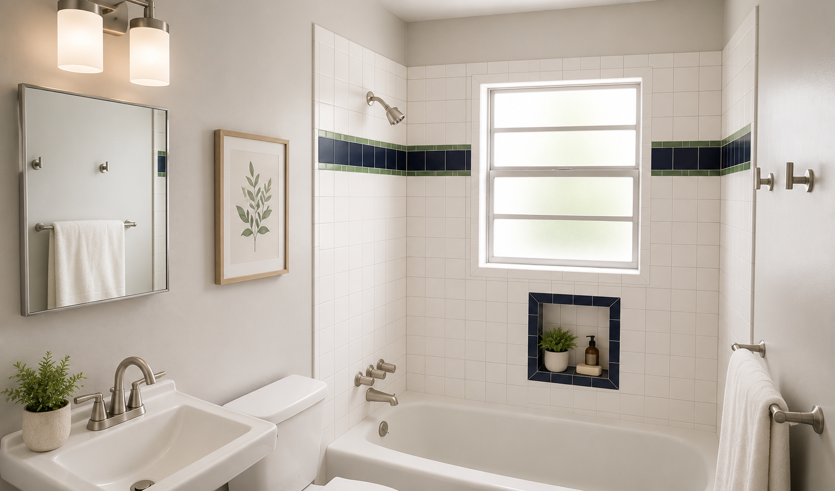 Urban Star Apartments bathroom with tub and shower surround